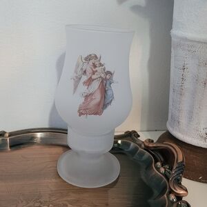 Satin Glass Hurricane  Candle Holder